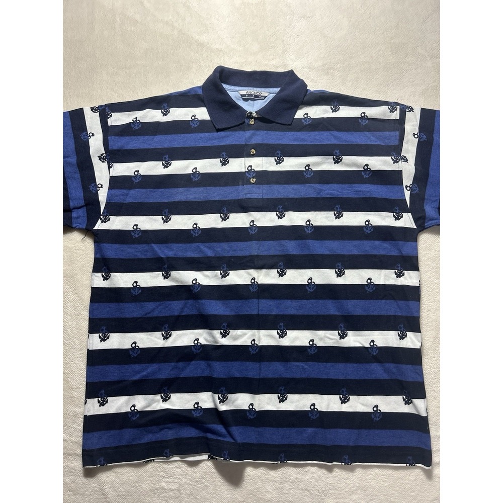 Anchor Bay Sailboat Anchor Print All Over Polo Shirt Men's Size XL